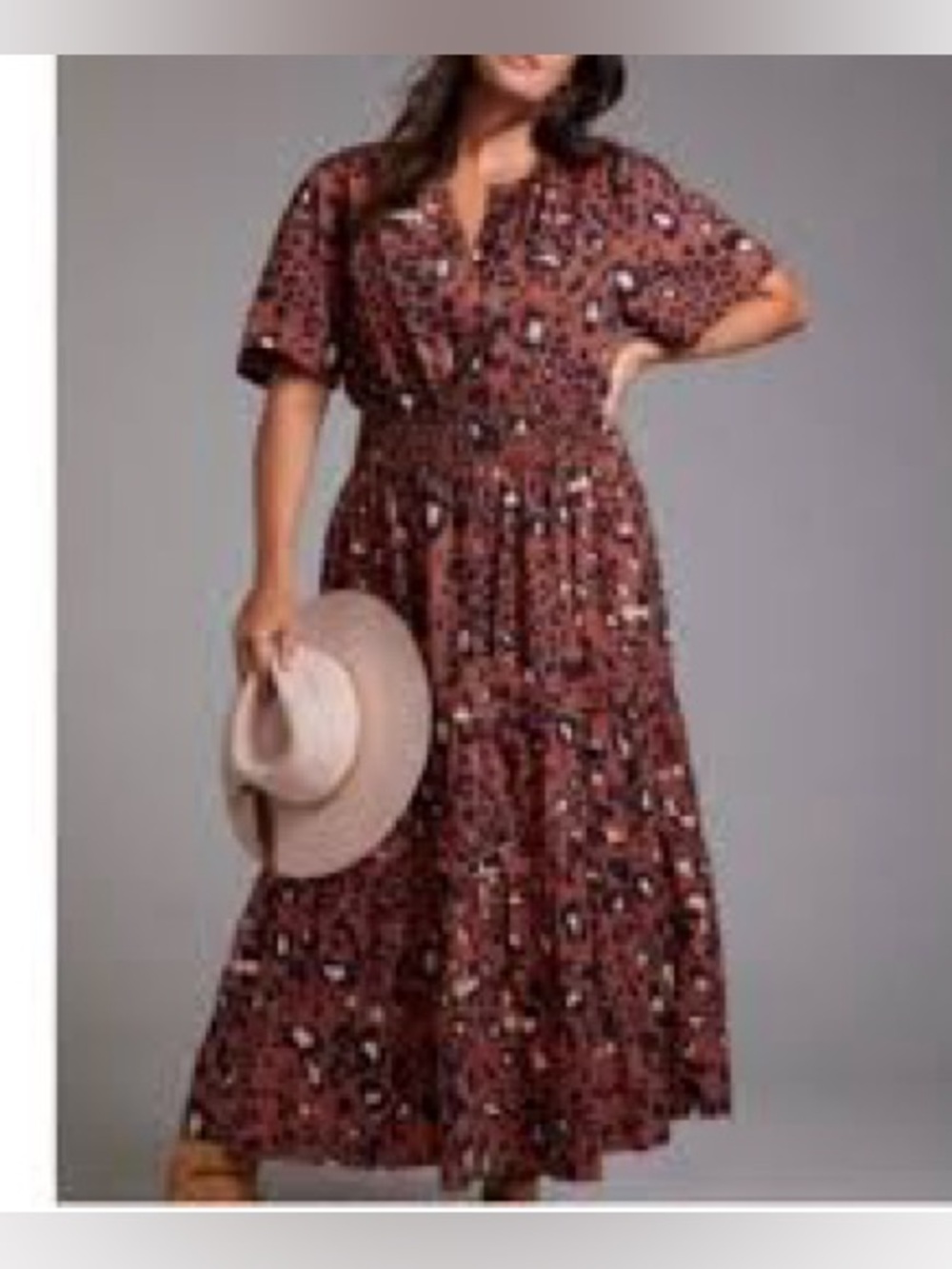 Anthropologie Maeve Somerset Leopard Maxi Dress 2X Brown Black